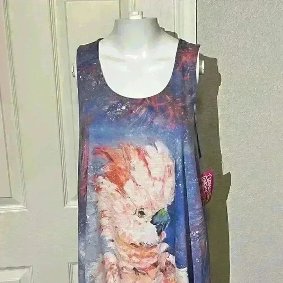 Leoma Lovegrove Cockatoo Bird Colorful Racerback Sleeveless A Line Beach Dress - Picture 3 of 10